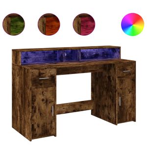 vidaXL Ra&scaron;omasis stalas su LED, dūminio ąžuolo, 140x55x91cm, mediena