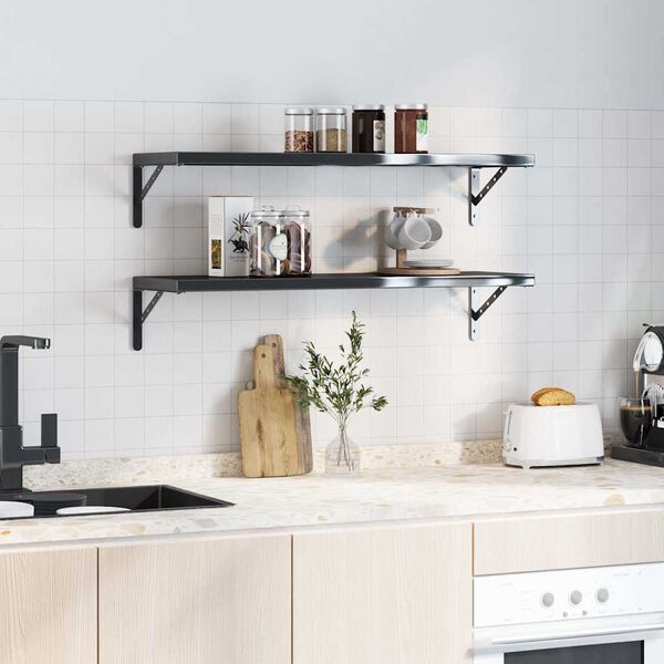 vidaXL Lentynų laikikliai, 4vnt., juodos, 30x2,5x15,5cm, plienas