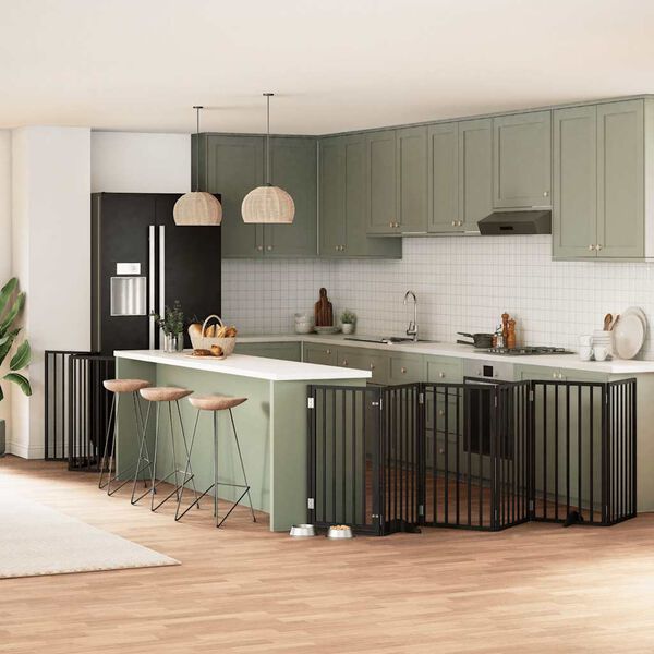 vidaXL Varteliai &scaron;unims su durimis, 15 segmentų, juodi, 750cm, tuopa