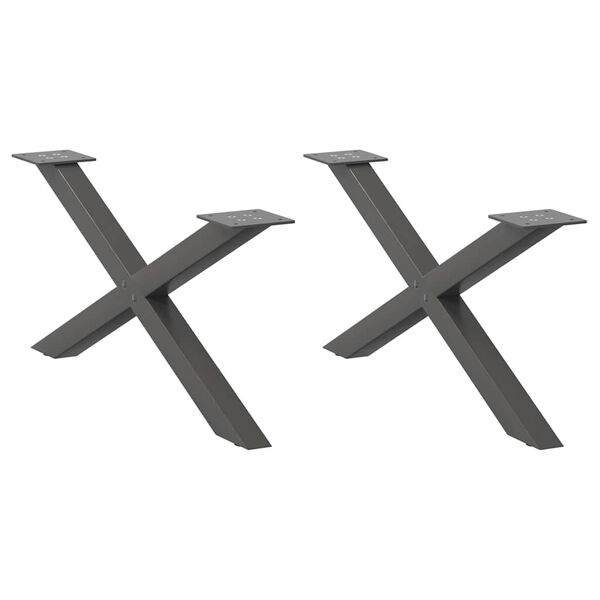 vidaXL Kavos staliuko kojelės, 2 vnt., antracito spalvos, 70x(30-31) cm, plienas