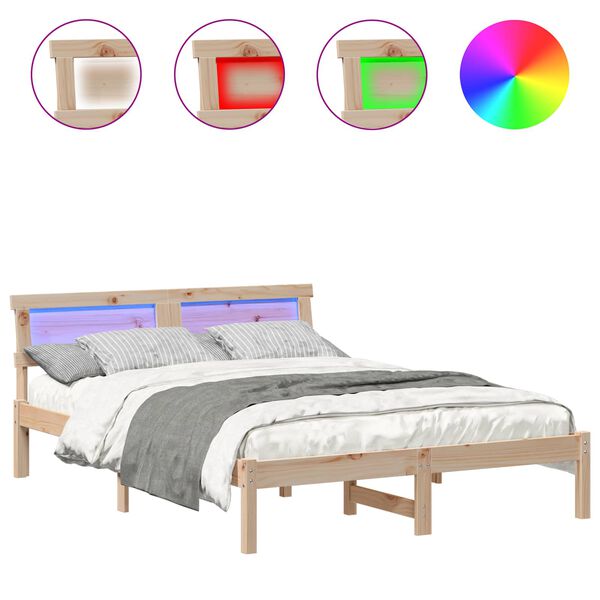 vidaXL Lovos rėmas Ruda 140 x 190 cm Kietos pu&scaron;ies mediena