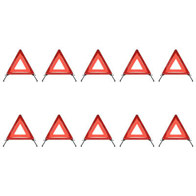 vidaXL Įspėjamieji trikampiai, 10vnt., raudoni, 56,5x36,5x44,5cm