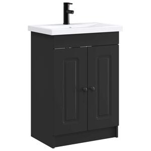 vidaXL Vonios baldų rinkinys Juoda 56 x 37,5 x 81 cm Apdirbta mediena