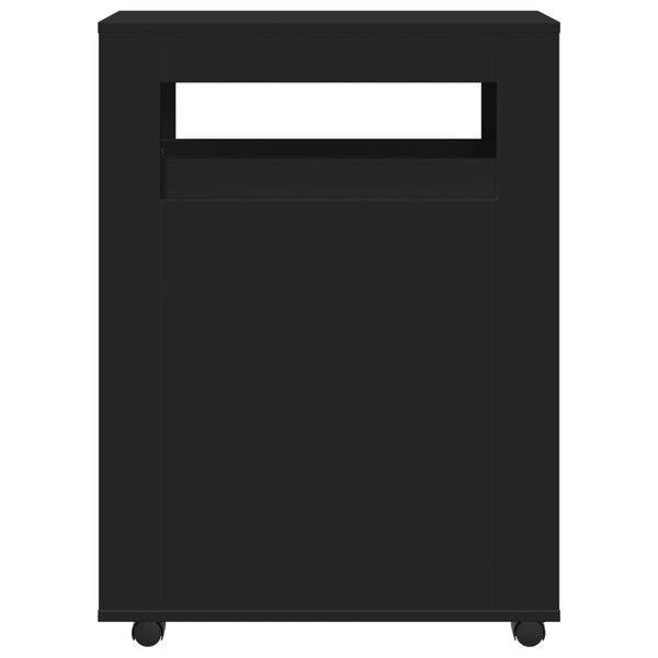 vidaXL Vonios kambario spintelė su ratukais, juoda, apdirbta mediena