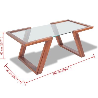 vidaXL Kavos staliukas, masyvi akacijos mediena, 100x50x40 cm