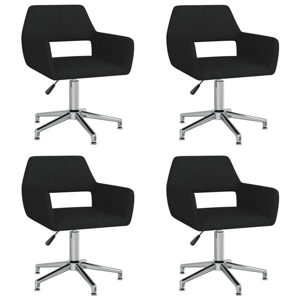 vidaXL Pasukamos valgomojo kėdės, 4vnt., juodos spalvos, audinys