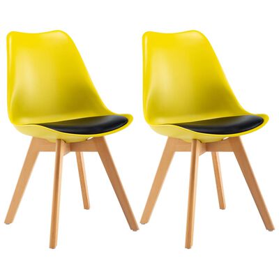 vidaXL Valgomojo kėdės, 2vnt., geltonos ir juodos, dirbtinė oda