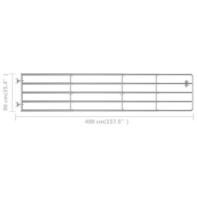 vidaXL Lauko vartai, 5 skersiniai, sidabrinės spalvos, (150-400)x90cm