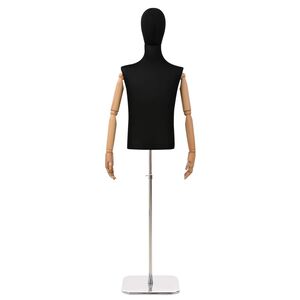 vidaXL Reguliuojamas manekenas 170-218 cm su baze Vyras PP Juoda