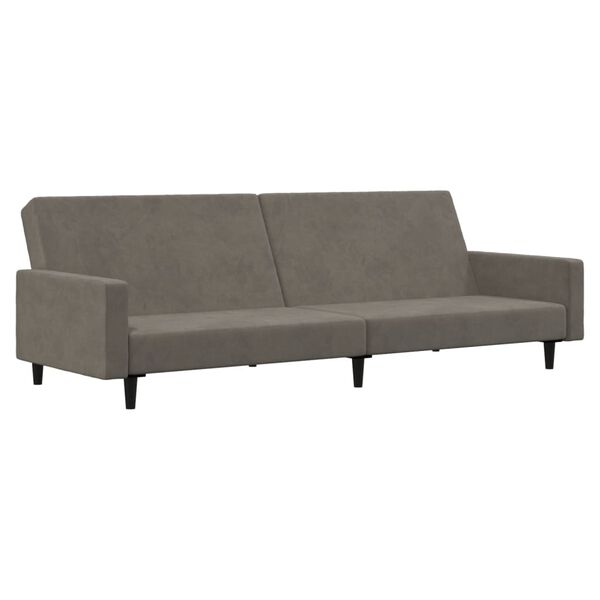 vidaXL Dvivietė sofa-lova su pakoja, &scaron;viesiai pilkos spalvos, aksomas