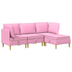 vidaXL Modulinė sofa su laikymo vieta 4 vnt. Rožinė Audinys