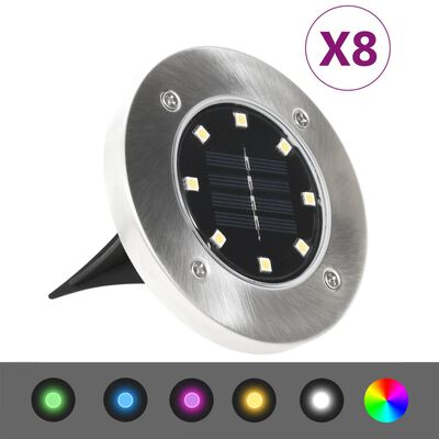 vidaXL Saulės energija įkraunami LED šviestuvai, 8vnt., įvairių spalvų