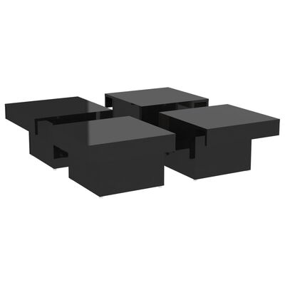 vidaXL Kavos staliukas, juodos spalvos, 90x90x28cm, MDP, blizgus