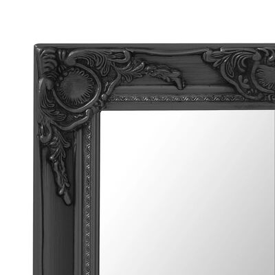 vidaXL Sieninis veidrodis, juodos spalvos, 50x80cm, barokinis stilius