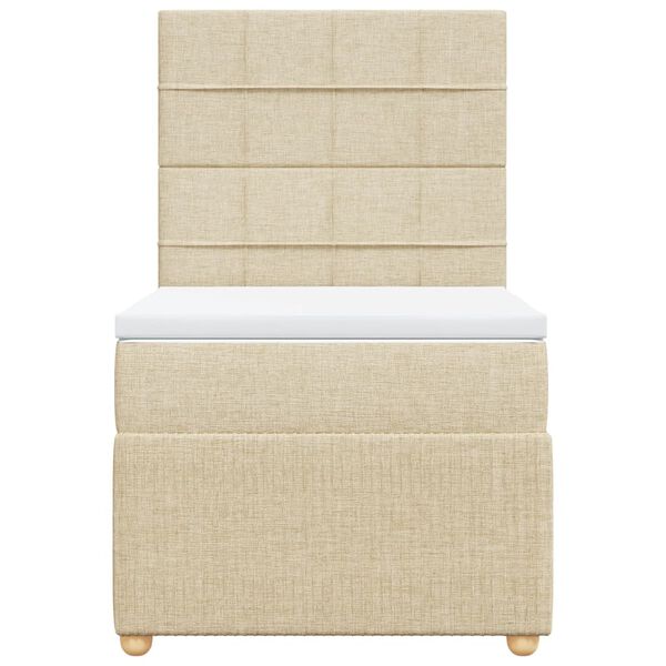 vidaXL Lova su spyruoklėmis ir čiužiniu, kreminė, 90x200 cm, audinys