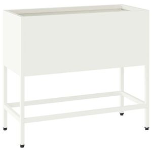 vidaXL Pakeltas Sodo Vazonas Balta 60 x 26 x 48 cm Plienas