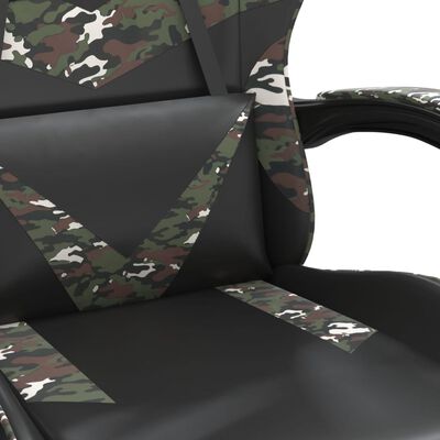 vidaXL Žaidimų kėdė su pakoja, juoda/kamufliažinė, dirbtinė oda