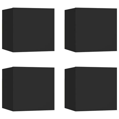 vidaXL Sieninės televizoriaus spintelės, 4vnt., juodos, 30,5x30x30cm