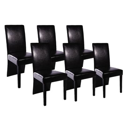 vidaXL Valgomojo kėdės, 6 vnt., juodos, dirbtinė oda