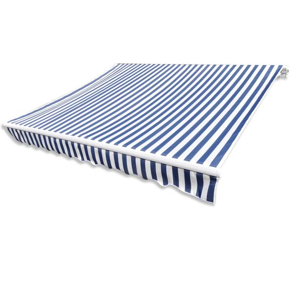 140010 vidaXL Awning Top Sunshade Canvas Navy Blue and White 4x3 m