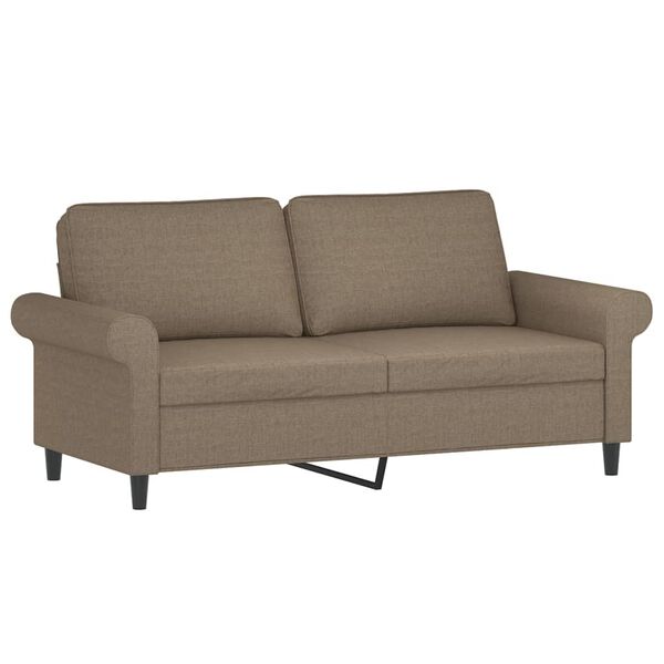 vidaXL Dvivietė sofa su pagalvėmis, taupe, 140cm, audinys