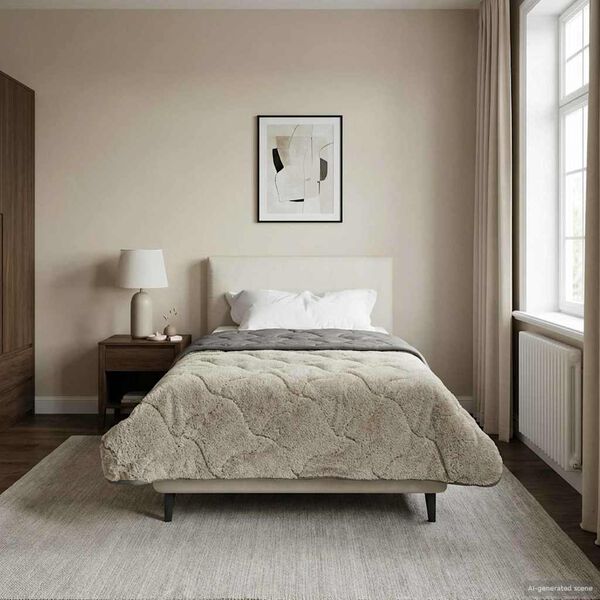 vidaXL Pilna metų antklodė Tik&scaron;tas &Scaron;viesiai pilka 155 x 200 cm