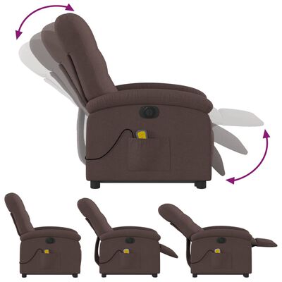 vidaXL Elektrinis atlošiamas masažinis krėslas, tamsiai rudas, audinys