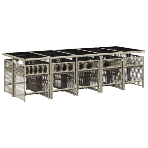 vidaXL Sodo komplektas su pagalvėlėmis, 11 dalių, pilkas, poliratanas