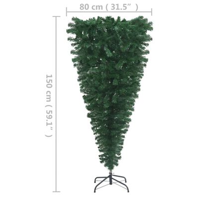 vidaXL Dirbtinė apversta apšviesta Kalėdų eglutė, žalia, 150cm