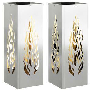 vidaXL Saulės LED &scaron;aligatvio &scaron;viesa 2 vnt. &Scaron;ilta balta 18 x 18 x 50 cm