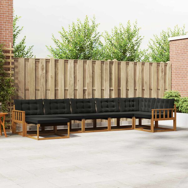 vidaXL Lauko sofos komplektas su pagalve 21 pcs Natūrali ir juoda
