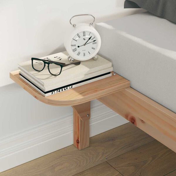 vidaXL Lovos rėmas su &scaron;oninėmis stalelėmis Natūrali 160 x 220 cm