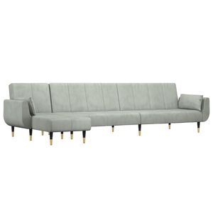 vidaXL L formos sofa-lova, &scaron;viesiai pilka, 275x140x70cm, aksomas