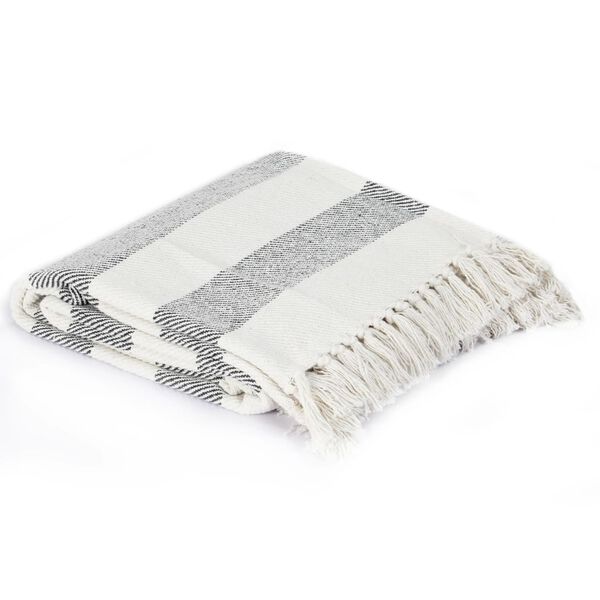 vidaXL Pledas, antracito spalvos, 125x150cm, medvilnė, dryžuotas