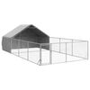 vidaXL Lauko voljeras &scaron;unims su aptvaru, 7x3x1,9m, plienas