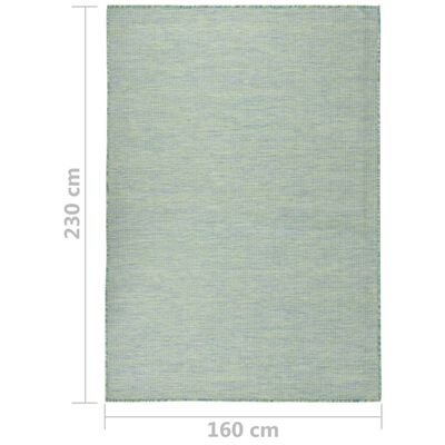 vidaXL Lauko kilimėlis, turkio spalvos, 160x230cm, plokščio pynimo