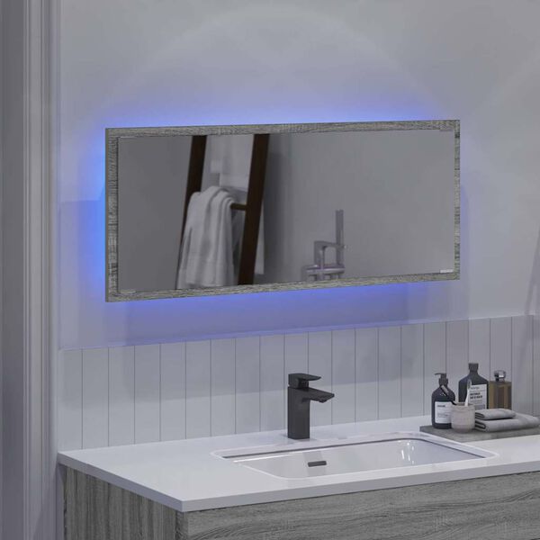 vidaXL Veidrodis Pilkas Sonoma 90 x 8,5 x 37 cm Apdirbta mediena