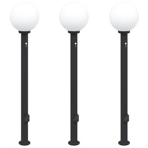 vidaXL Stulpeliniai &scaron;viestuvai su jutikliu ir lizdu, 3 vnt., 120 cm, juodi, IP44