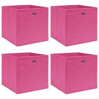 vidaXL Daiktadėžės, 4vnt., rožinės spalvos, 32x32x32cm, audinys