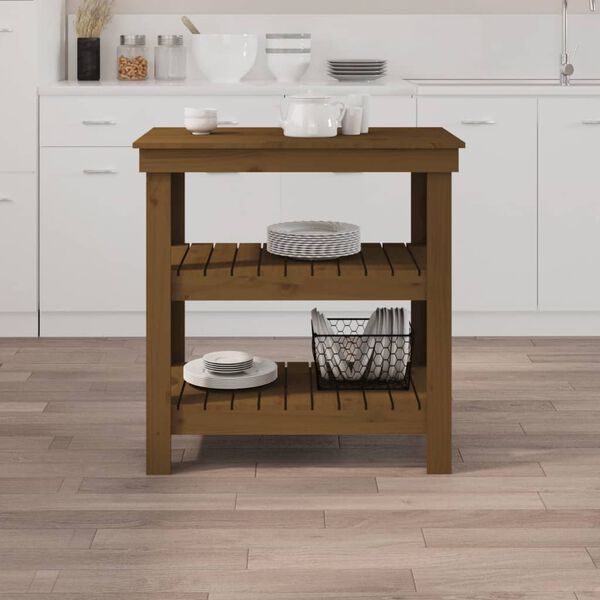 vidaXL Darbastalis, medaus rudas, 78,5x50x80cm, pušies masyvas