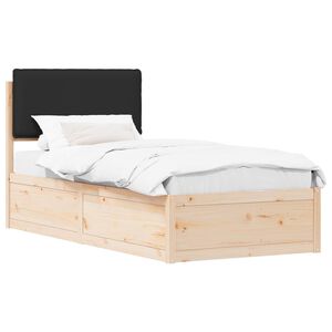 vidaXL Lovo rėmas su apmu&scaron;tu galvūgaliu Juoda 100 x 200 cm