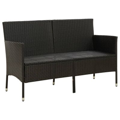 vidaXL Trivietė sodo sofa su pagalvėlėmis, juodos spalvos, poliratanas