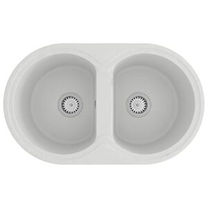 vidaXL Virtuvės kriauklė Balta 78 x 47 x 20.5 cm Granitas