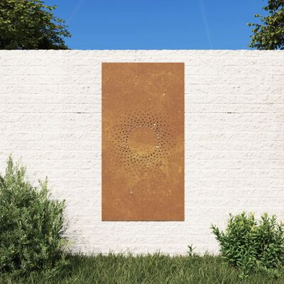 vidaXL Sodo sienos dekoracija, 105x55cm, corten plienas, saulė