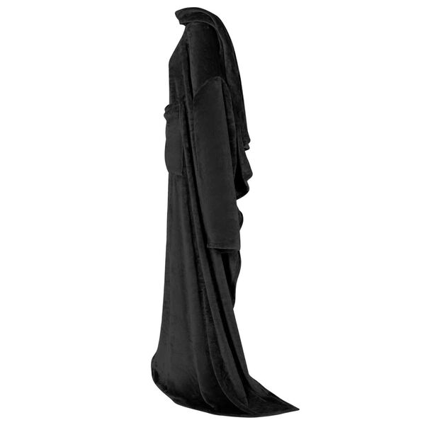 vidaXL Antklodė-džemperis su gobtuvu Juoda Flanelė