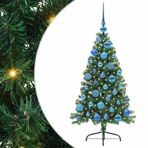 vidaXL Dirbtinis prie&scaron;&scaron;ventinis eglutė su &scaron;viesomis Žalia 120 cm PVC