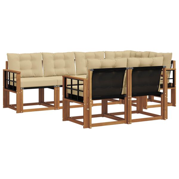 vidaXL Lauko sofos komplektas su pagalve 7 pcs Natūralus ir bežinis