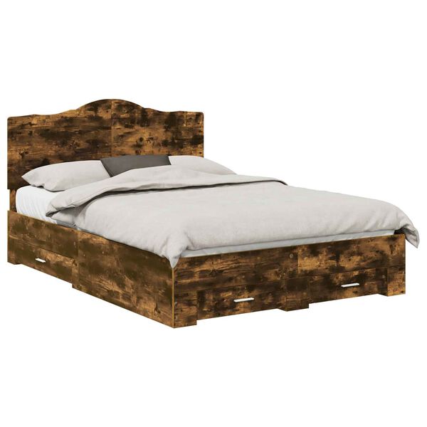 vidaXL Lovos rėmas Rūkyta ąžuolas 140 x 200 cm Apdirbta mediena