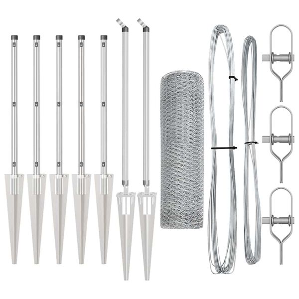 vidaXL Tvorelės stulpas Sidabro 10 x 1 m (25 mm tinklelis) Plienas