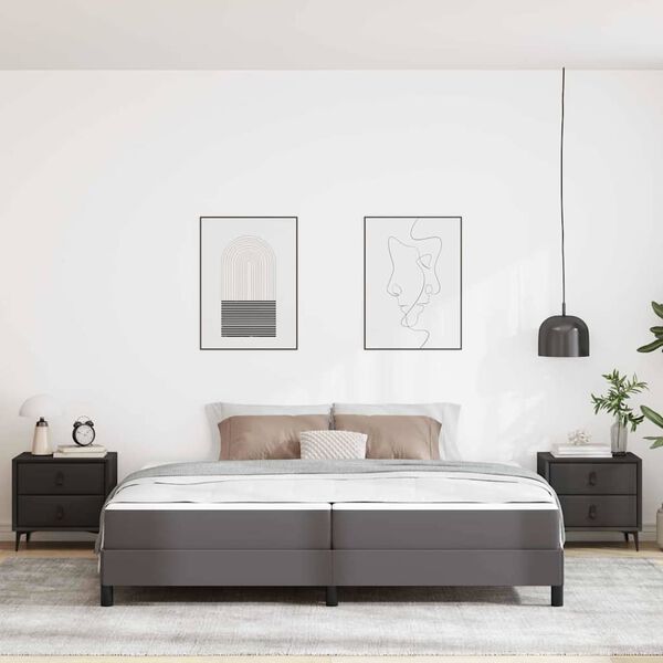 vidaXL Lovos rėmas su čiužiniu Pilka 200 x 200 cm audinys